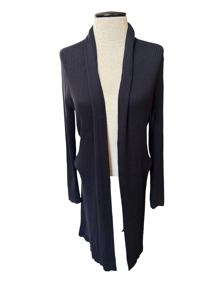 Sonoma Black Belted Wrap Cardigan Women Size L Cotton Rayon
