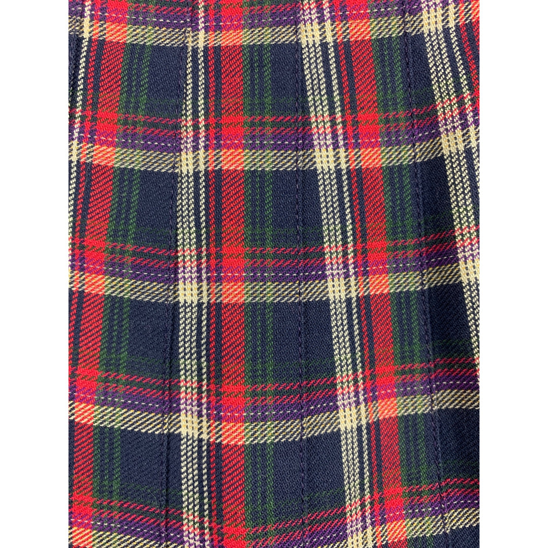 Vintage Palmettos Plaid Pleated Skirt Size 7 Red & Navy Tartan 100% Cotton Womens