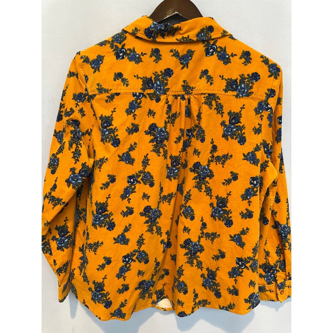 Women’s D&Co Soft Denim button down top orange and blue floral size 1X