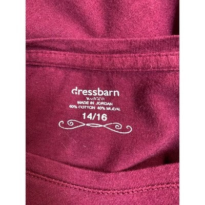 Women's Dress Barn Burgandy Long Sleeve Top - size 14/16