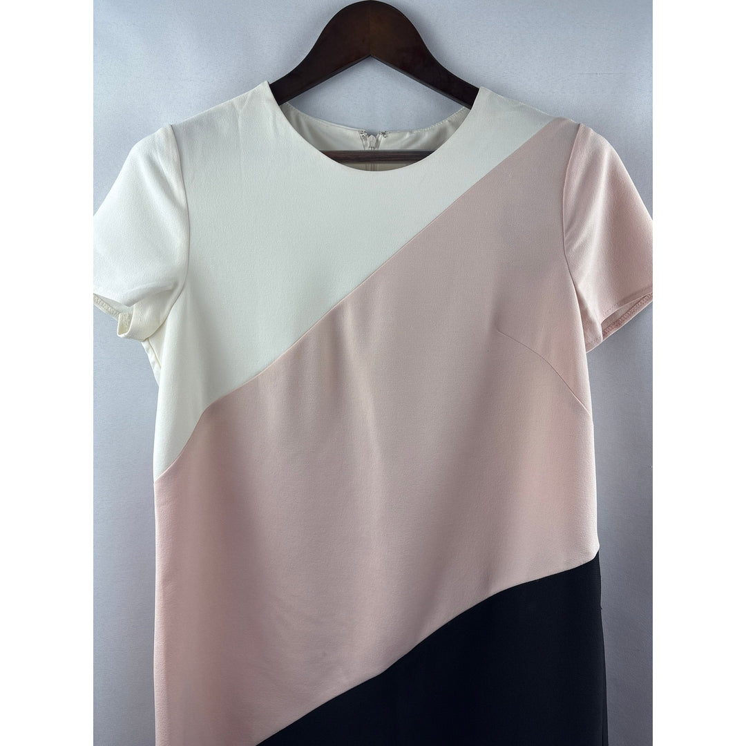 Women’s London Times Size 12 White, Pink, & Black Short Sleeve Pencil Dress