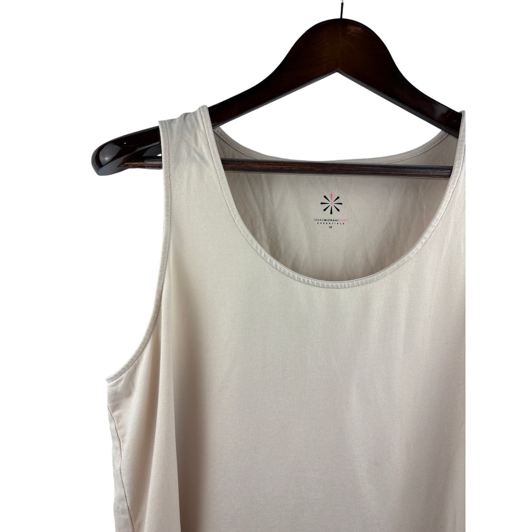 Women’s Isaac Mizrahi Live! Size 1X Beige Tank Top
