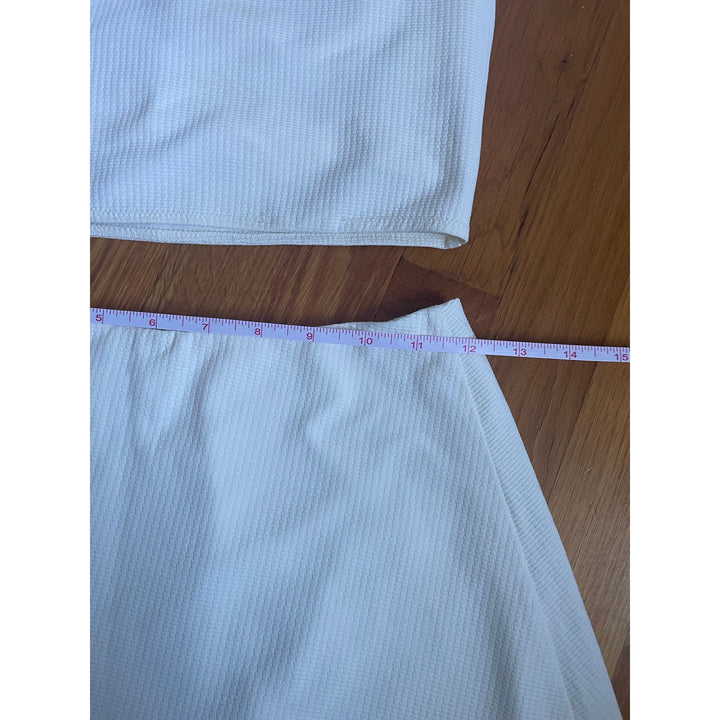 Marysia White Swim Suit Skort Set halter top size S top size M bottom Preppy Boho Clean Girl Vacation Cruise Bathing Suit