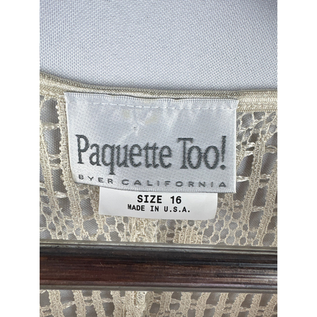 Womens Paquette Too! Size 16 Cream Knit Mesh Maxi Dress