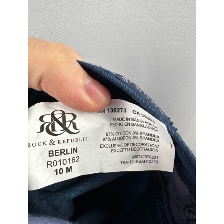 Women’s Rock & Republic Size 10 Navy Blue w/ Teal Tie-dye Skinny Jeans
