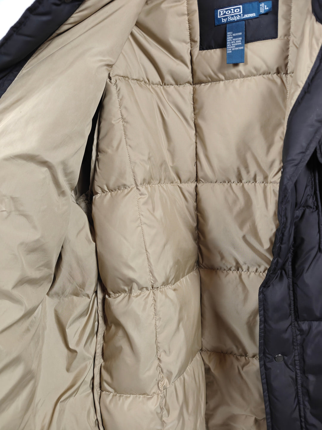 Mens Polo Ralph Lauren Black Quilted Puffer Jacket Size L Down Insulation
