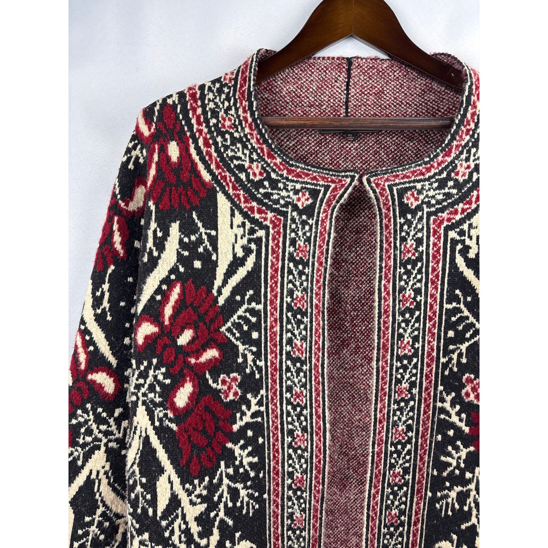 Women’s MaxSport XS Black, Red, & Cream Floral Knit Cardigan