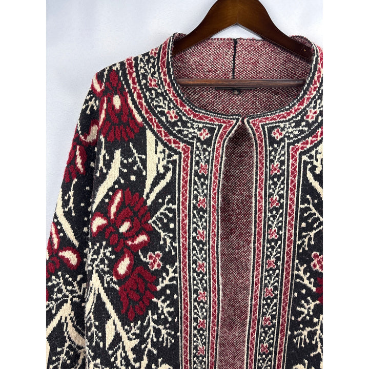 Women’s MaxSport XS Black, Red, & Cream Floral Knit Cardigan