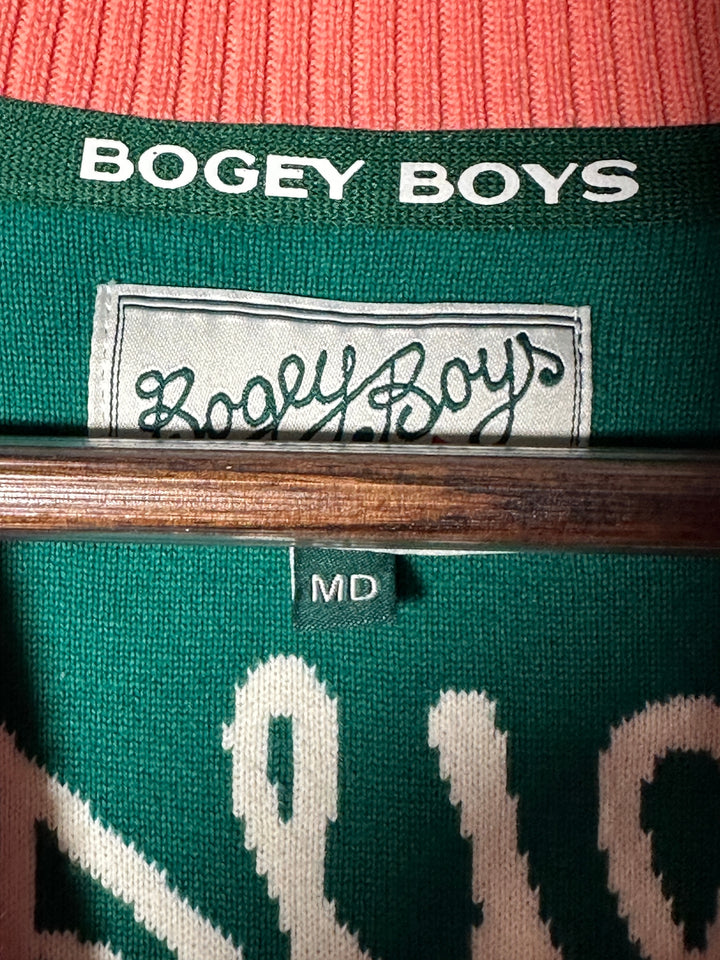 Women Bogey Boys Pink Winter Golf Cardigan Size M Thick Cotton