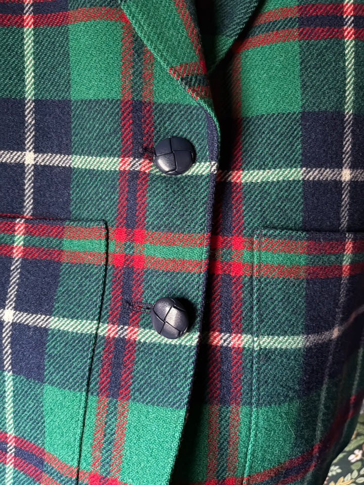 Vintage 60s 70s Pendleton Wool Tartan Plaid Blazer Jacket Made in USA