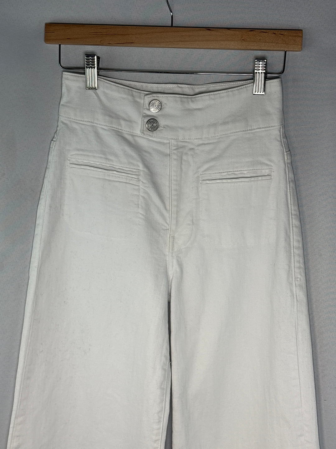 Womens Frame White High Waist Wide Leg Jeans Size 24