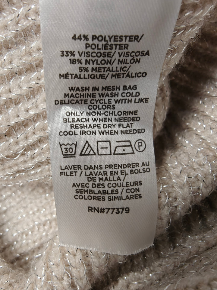 Womens Ann Taylor Wrap Sweater Ivory Metallic XL
