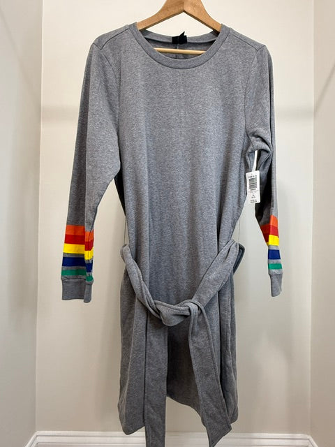 Torrid Rainbow Stripe Fleece Sweatshirt Dress Gray NWT Sz1 14/16