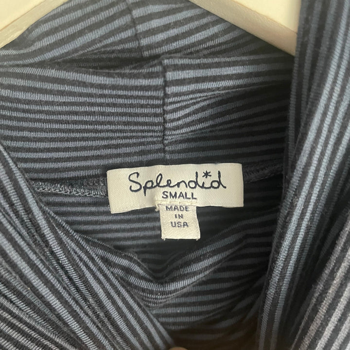 Splendid Striped Turtleneck Blue Cozy Layering Shirt Top Size Small Minimalist