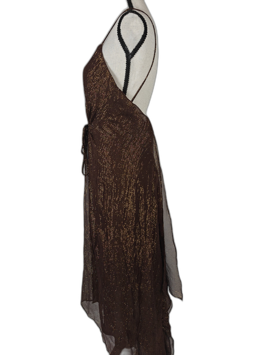 Womens Nicole Miller Collection Maxi Dress Brown Gold Size 10