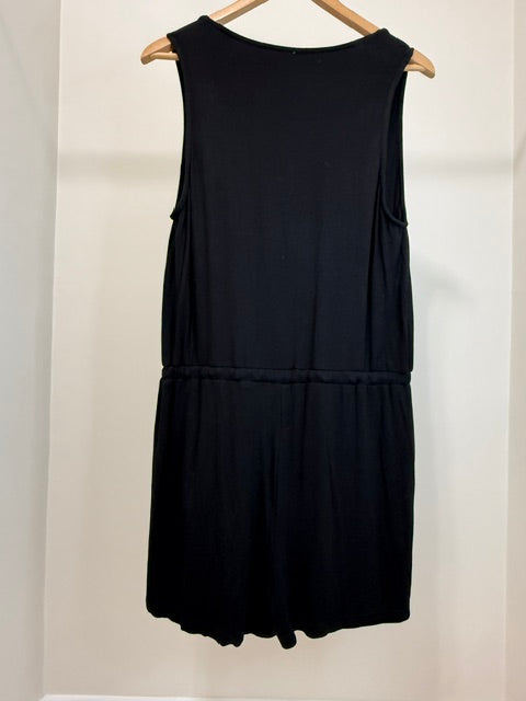 Mia &amp; Tess Black Ribbed Button Front Romper NWOT SzXL