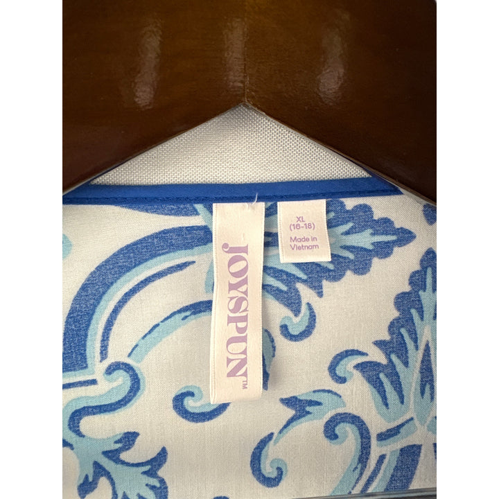 Women’s JoySpun XL White w/ Blue Paisley Patterned MuuMuu