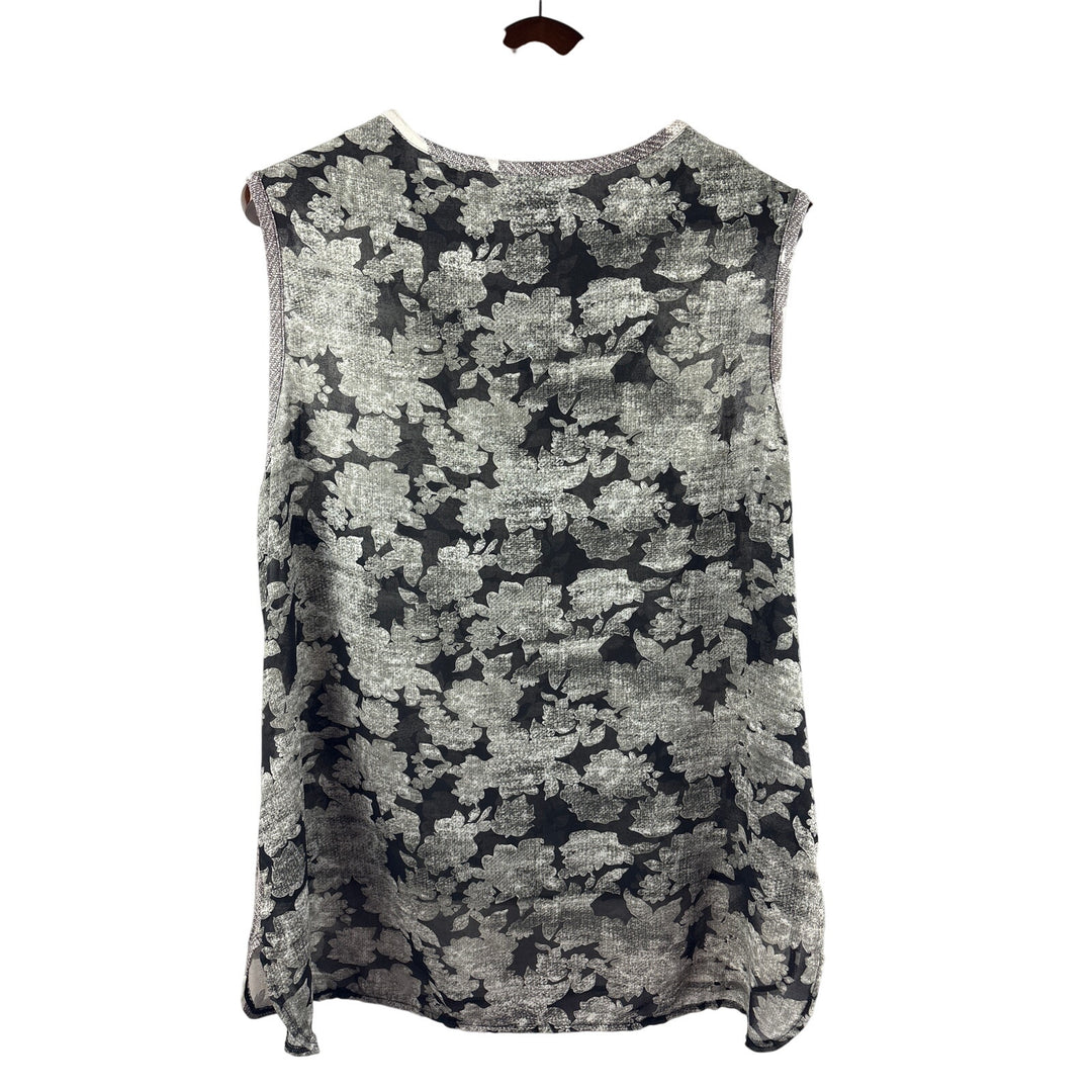 Women’s Cabi XL Black & White Floral Patterned Sleeveless Blouse