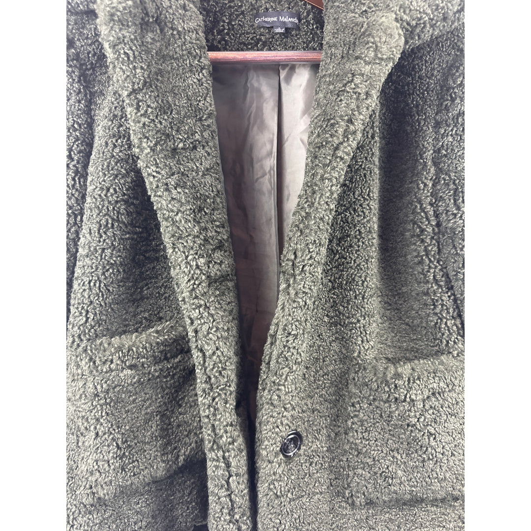 Women’s Catherine Malandrino Dark Green Faux Fur Coat Size Small