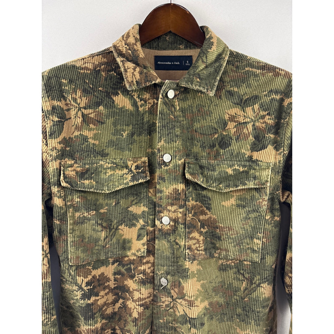 Men’s Abercrombie & Fitch Small Green Camo Corduroy Button Up