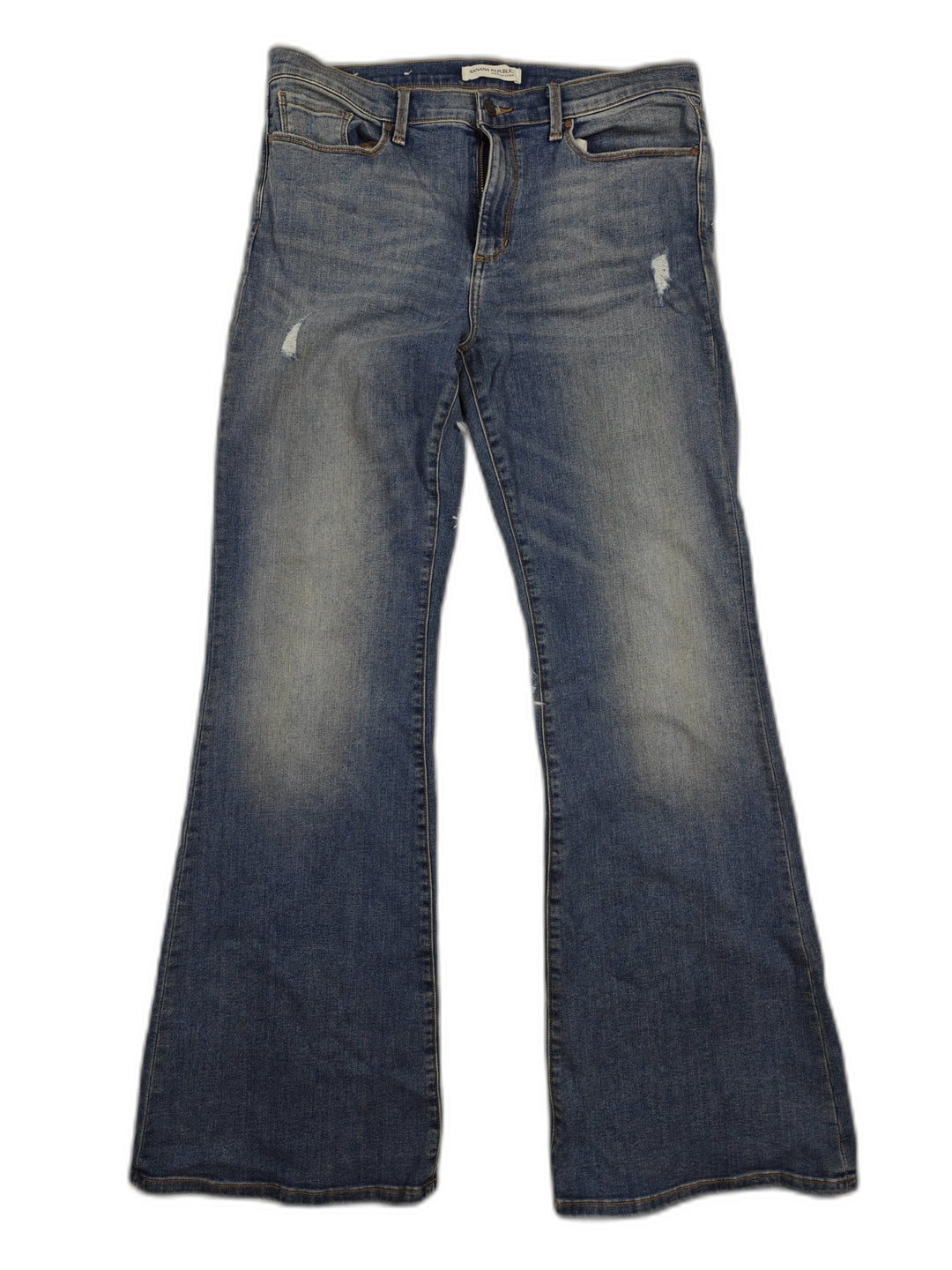 Banana Republic Premium Denim Flare Jeans Women Distressed Blue Size 32