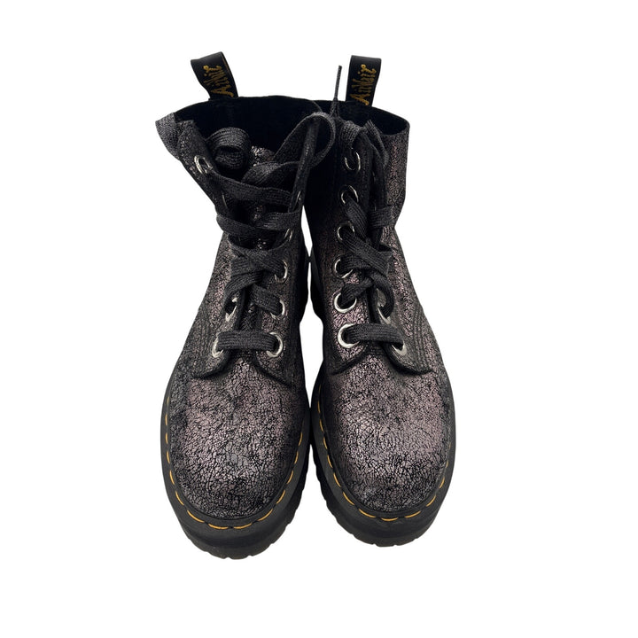 Women’s Dr. Martens Size 7 Holographic Silver & Black Suede Platform Zip Boots