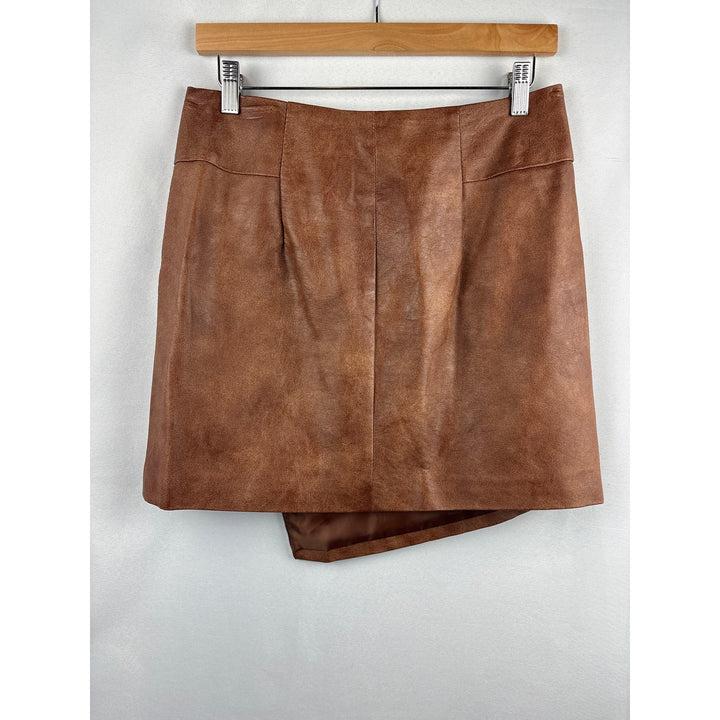 Women’s H&M Size 8 Brown Faux Leather Asymmetrical Skirt
