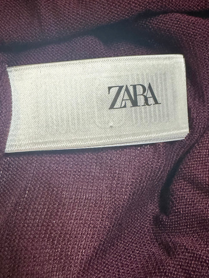 Zara Burgundy Lightweight Knit Sweater Top Size M NWT Quiet Luxury Workwear