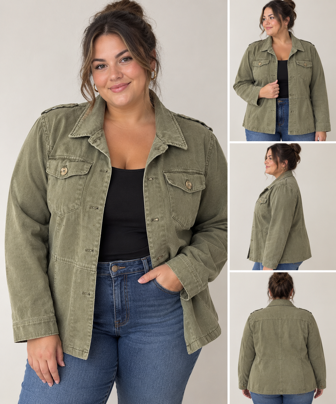 Womens Torrid Size 2X Olive Green Military Utility Jacket