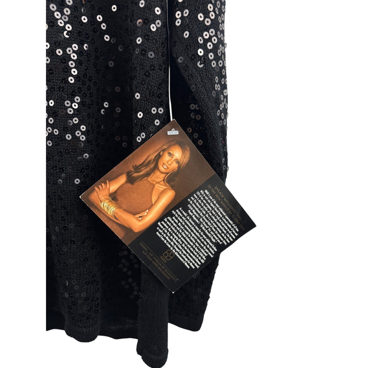 Women’s Iman Large Black Sequin Cowelneck Sweater