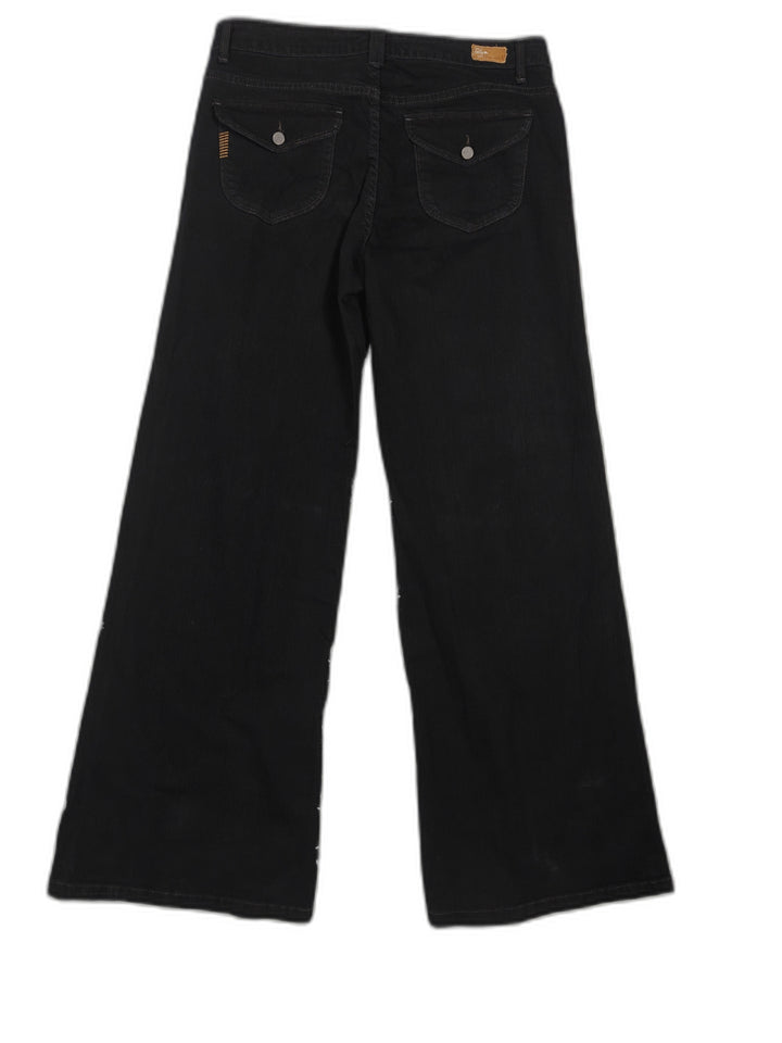 Womens Paige Premium Denim Wide Leg Jeans Black Size 31
