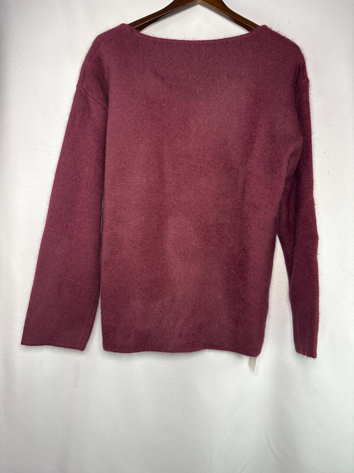 Womens Moia Wine Red Scoop Neck Plush Wool Blend Sweater One Size Fits All