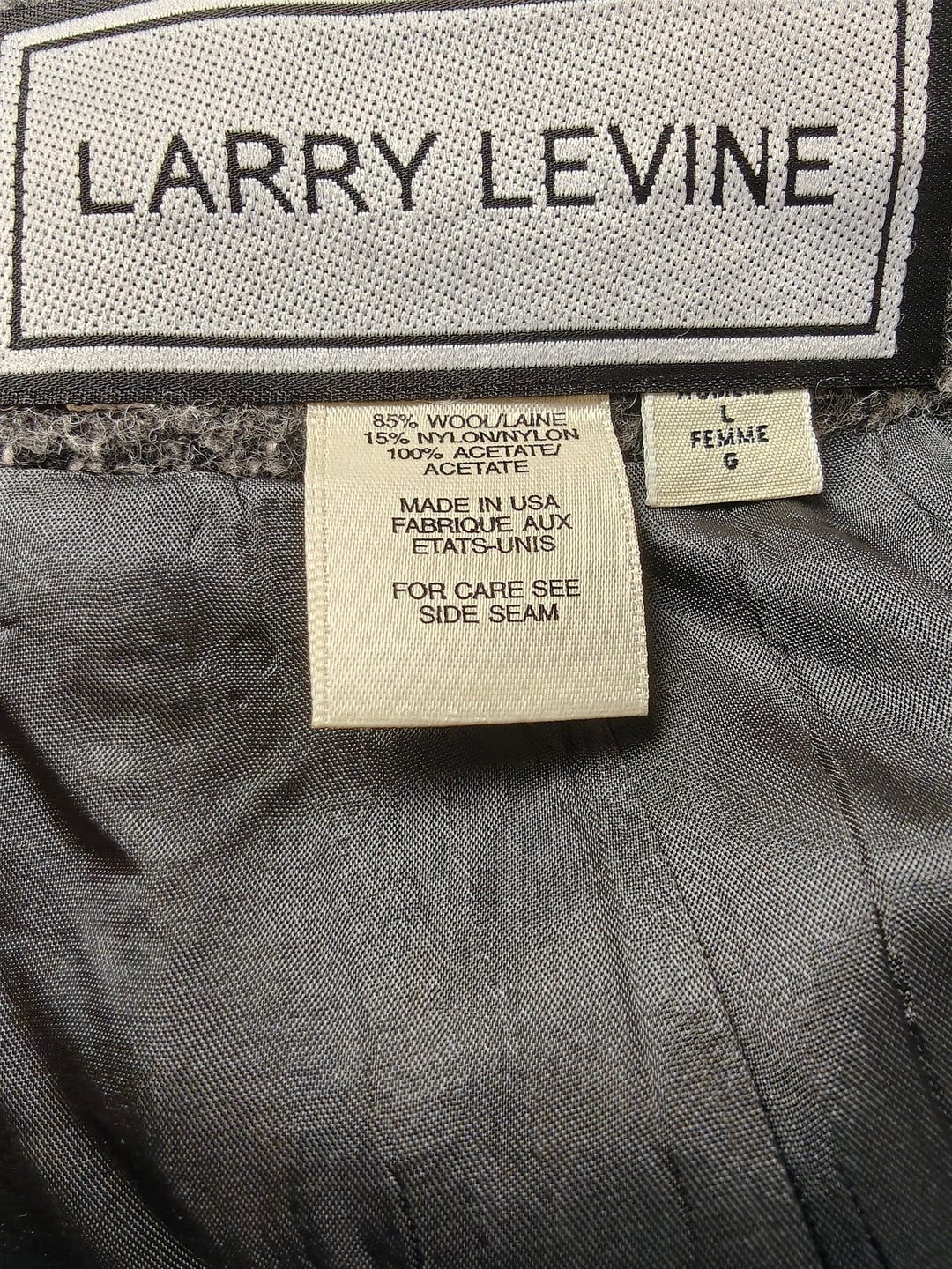 Womens Larry Levine Hooded Wool Blend Long Coat Gray Size Large