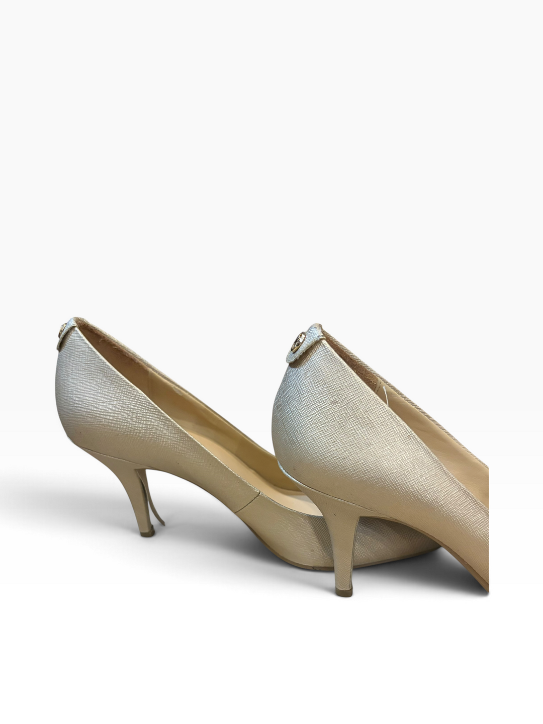 Michael Kors Champagne Gold Pointed Toe Pumps Size 9M Metallic Kitten Heels