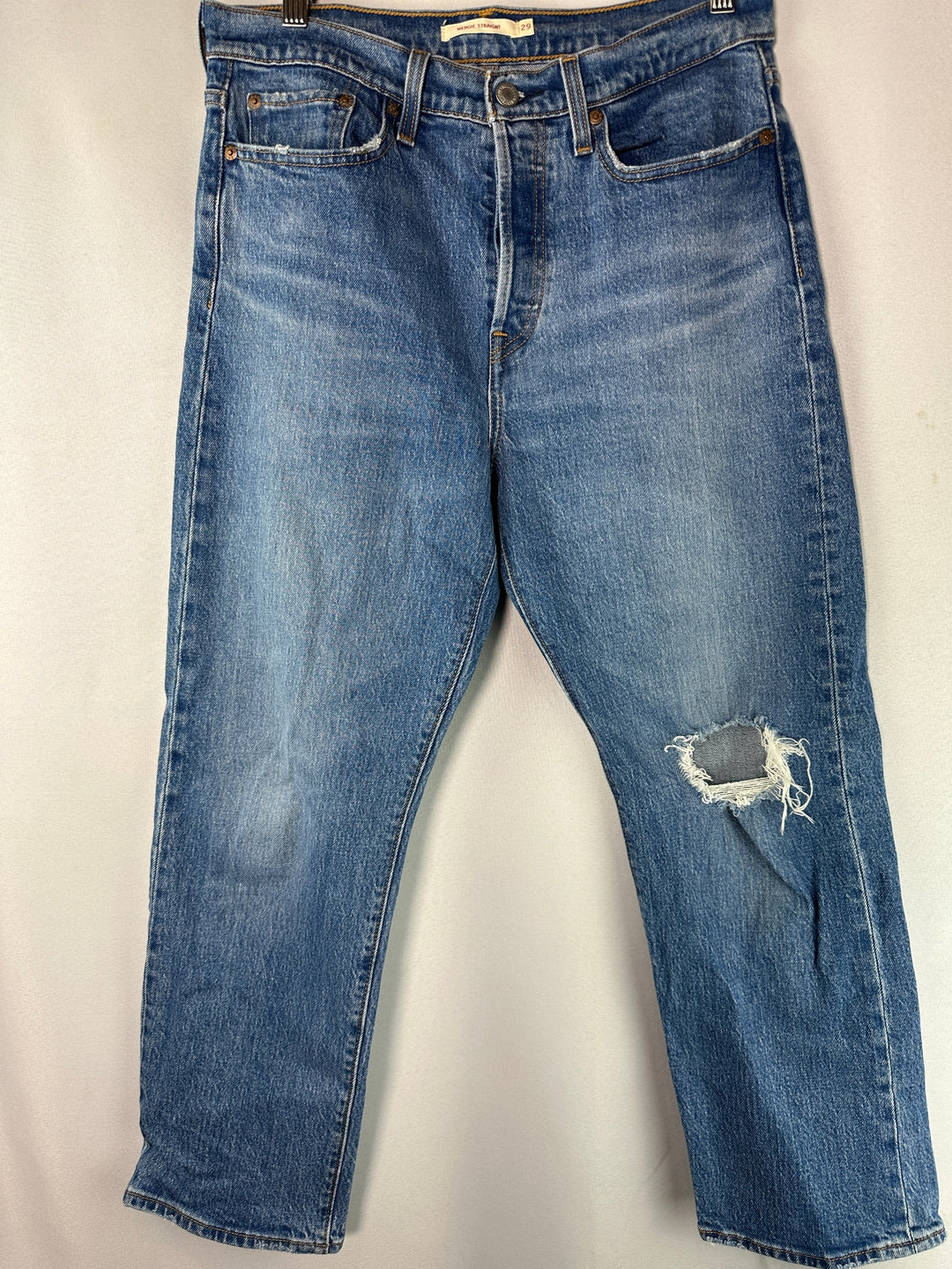 Womens Levis Wedgie Straight Ankle Length Distressed Jeans Size 29