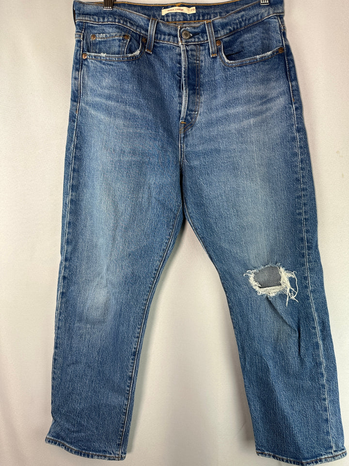 Womens Levis Wedgie Straight Ankle Length Distressed Jeans Size 29