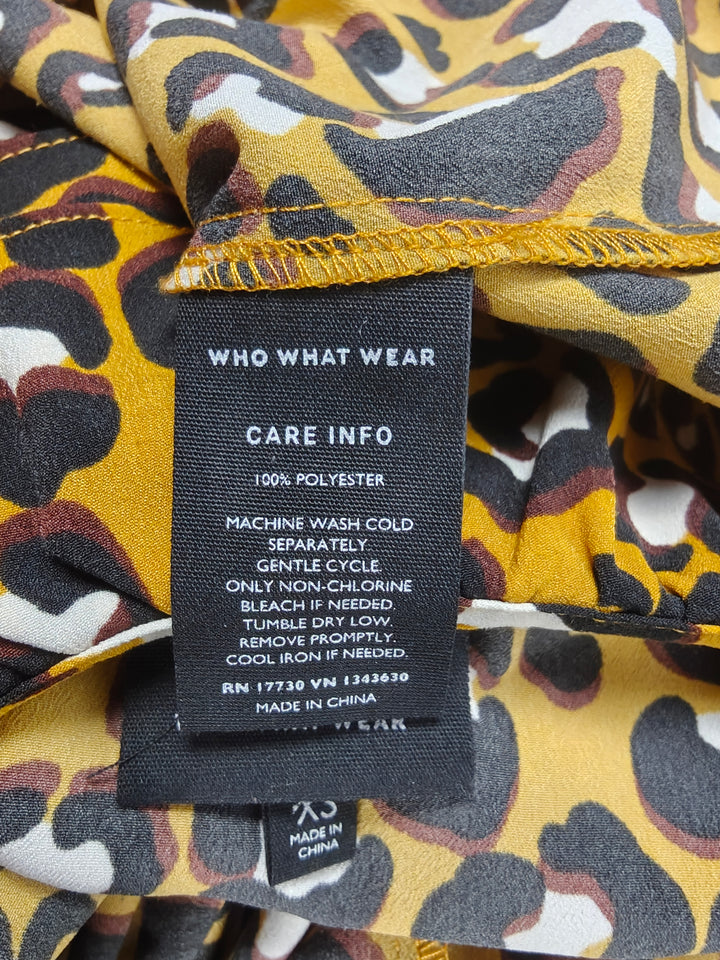 Women’s Who What Wear Leopard Print Midi Dress Mustard XS