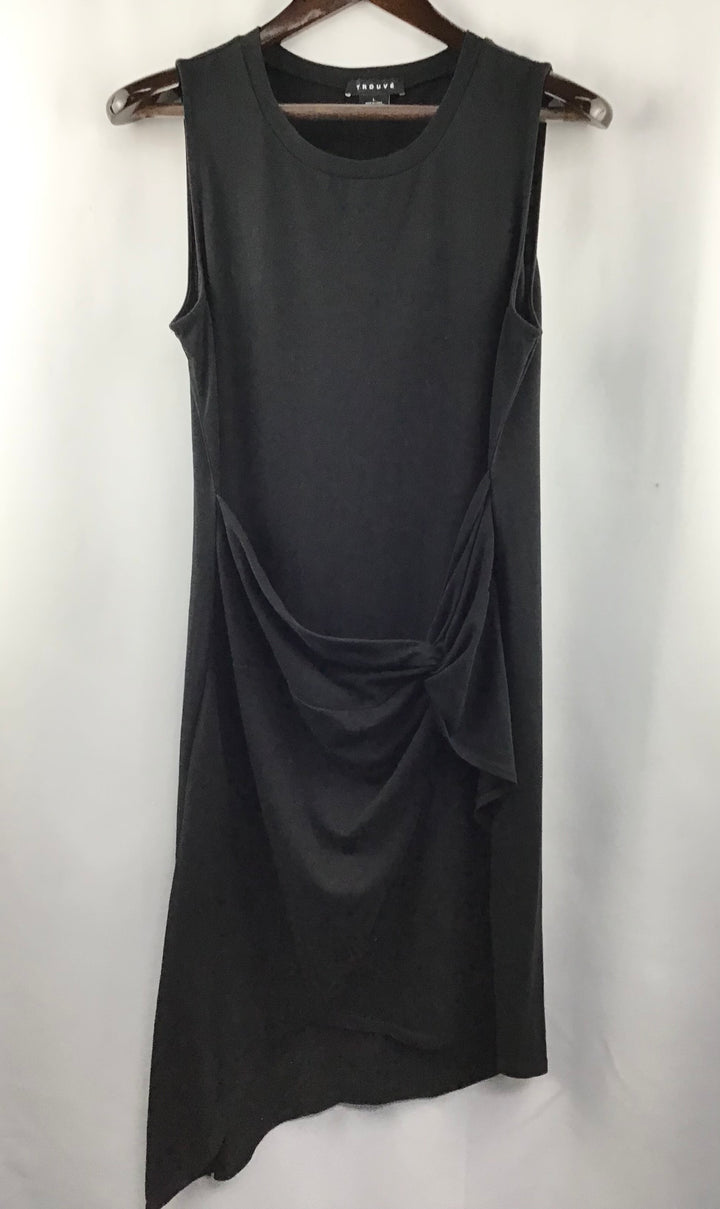 Women’s Trouve Black Dress Sleeveless Asymmetrical Twist Front Jersey Size Large