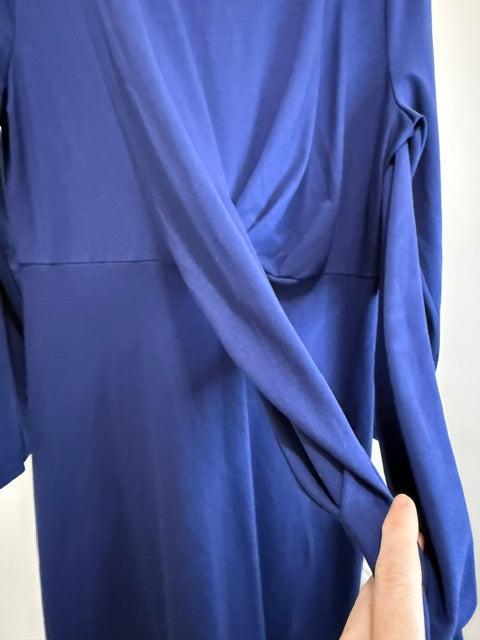 J.Crew Drapey Navy Tie‑Waist Faux Wrap Dress SzL NWT