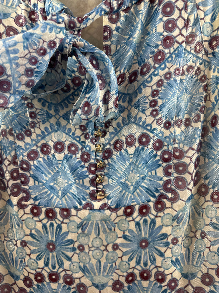 Women’s Tory Burch Blue Daisy Pattern Tank Size 8