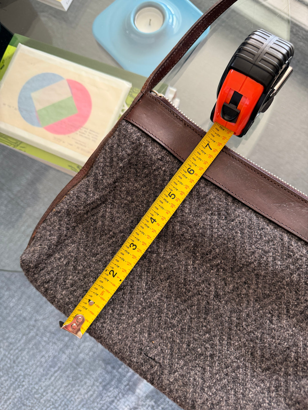 Vintage Late 1990s Calvin Klein Sample Wool Felt &amp; Leather Shoulder Bag