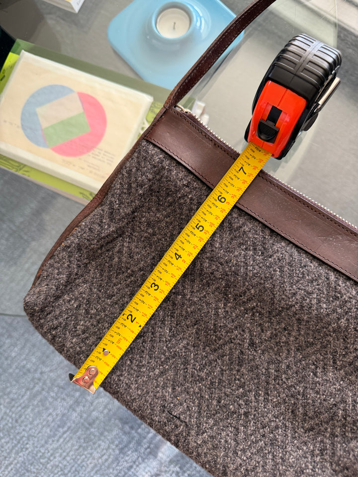 Vintage Late 1990s Calvin Klein Sample Wool Felt &amp; Leather Shoulder Bag