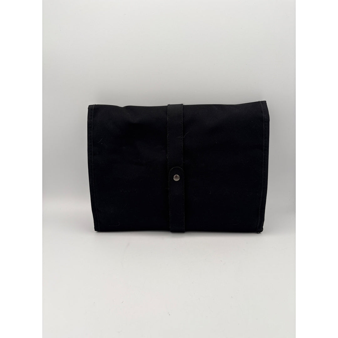 Black Satin Clutch With Silver Embellishment & Magnetic Closure