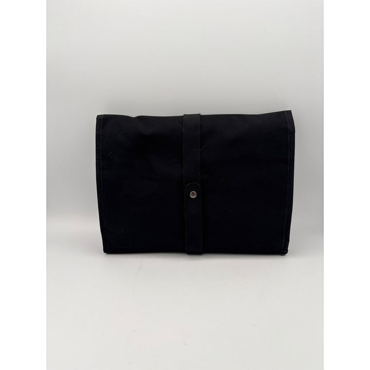 Black Satin Clutch With Silver Embellishment & Magnetic Closure