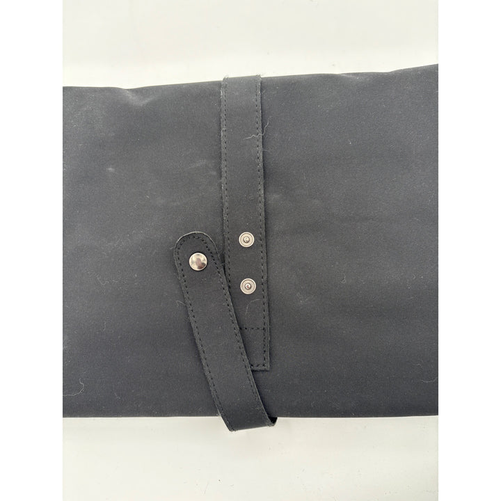 Black Satin Clutch With Silver Embellishment & Magnetic Closure