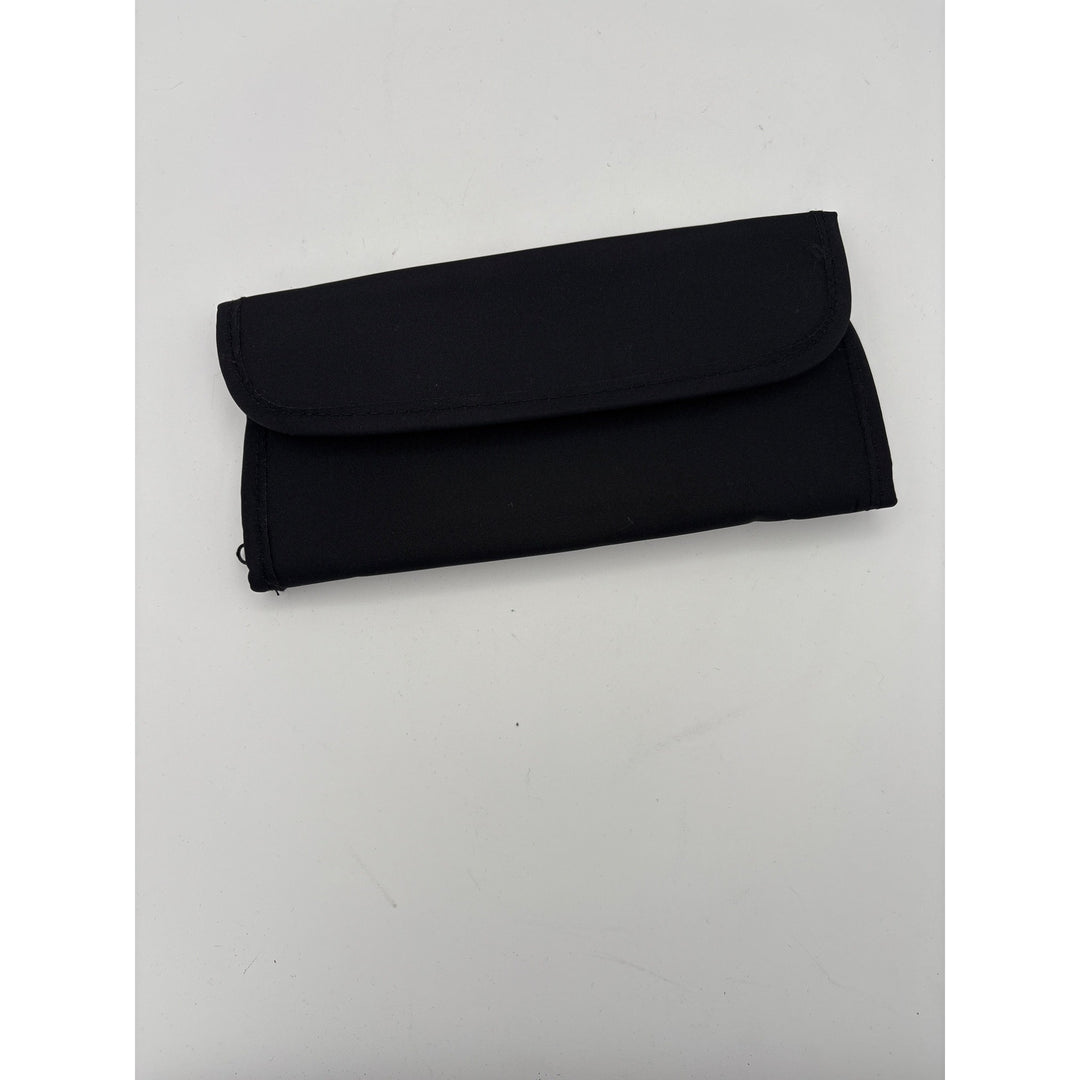 Black Satin Clutch With Silver Embellishment & Magnetic Closure