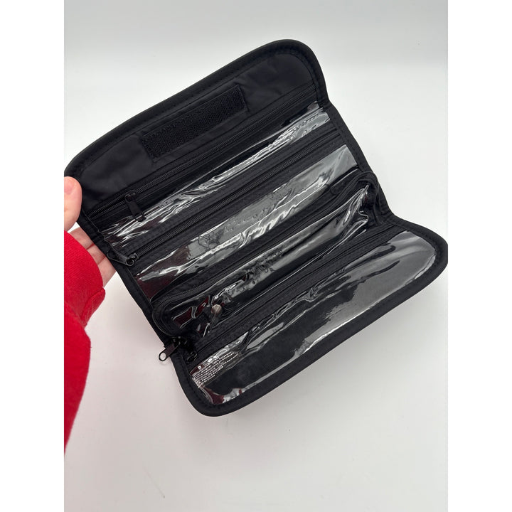 Black Satin Clutch With Silver Embellishment & Magnetic Closure