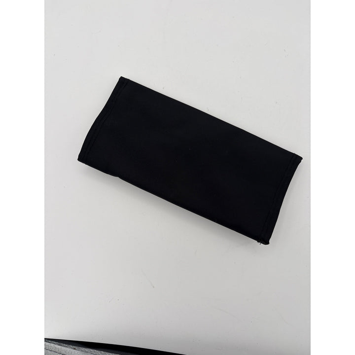 Black Satin Clutch With Silver Embellishment & Magnetic Closure