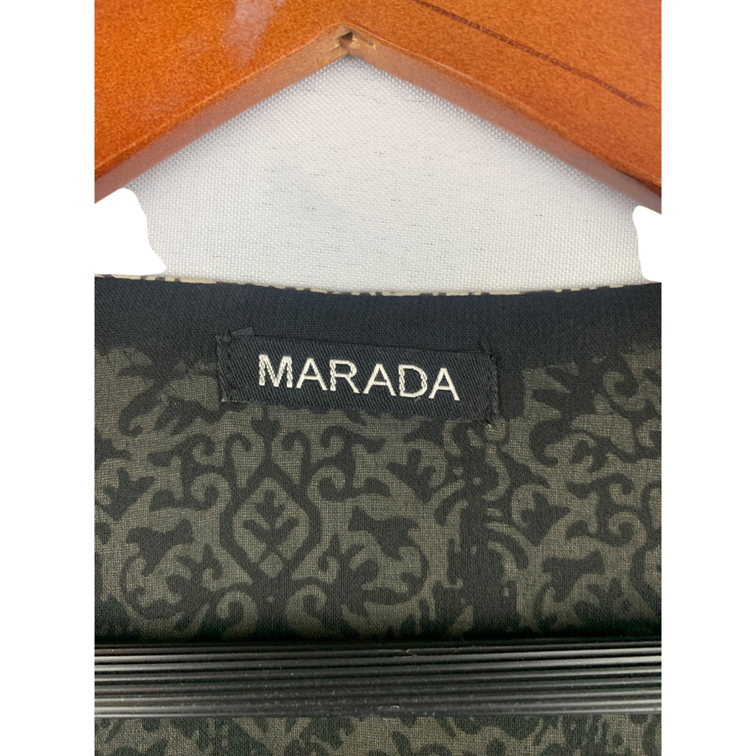 Marada Womens Kimono Jacket Black & Beige Floral Pattern