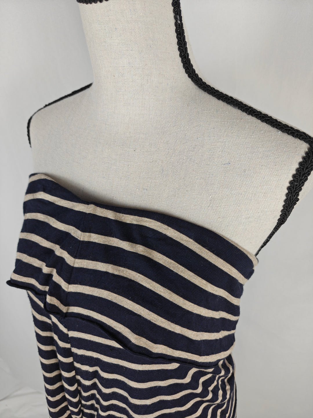 Women’s Bailey 44 Strapless Dress Navy Beige Striped Size M